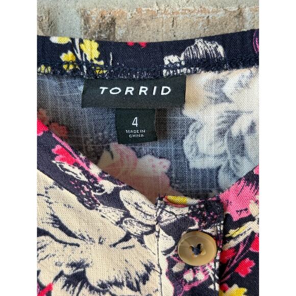 Torrid Floral Baby Doll Cami Swing Summer Tank Top 4 4X Plus Flowy Stretch Fairy - Picture 5 of 7